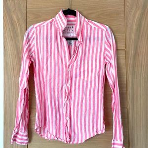 Frank & Eileen pink/white stripe linen shirt XS